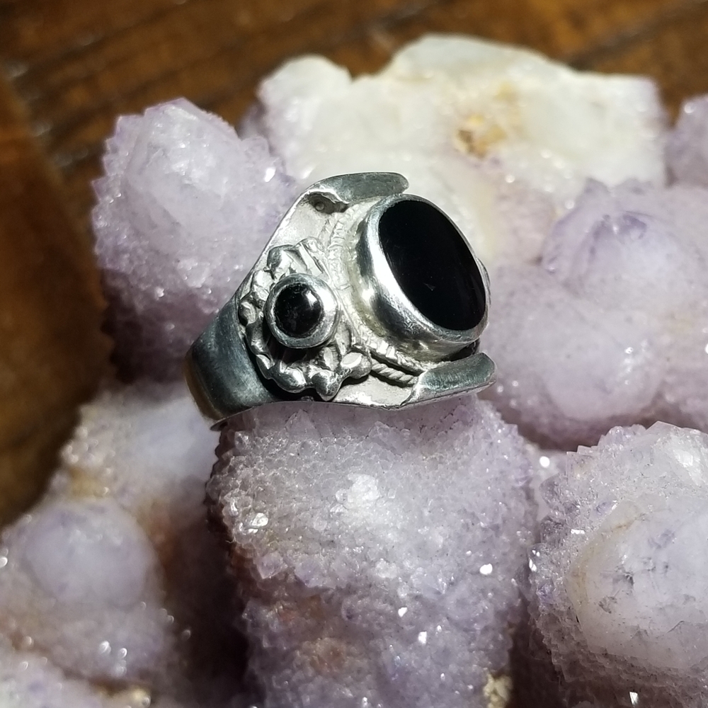 925 Sterling 9x10mm Bezel Set Black Onyx Ring